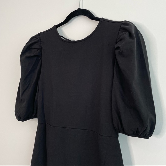ONLY Black Cotton Bishop Sleeves Cocktail Dress - Picture 3 of 9